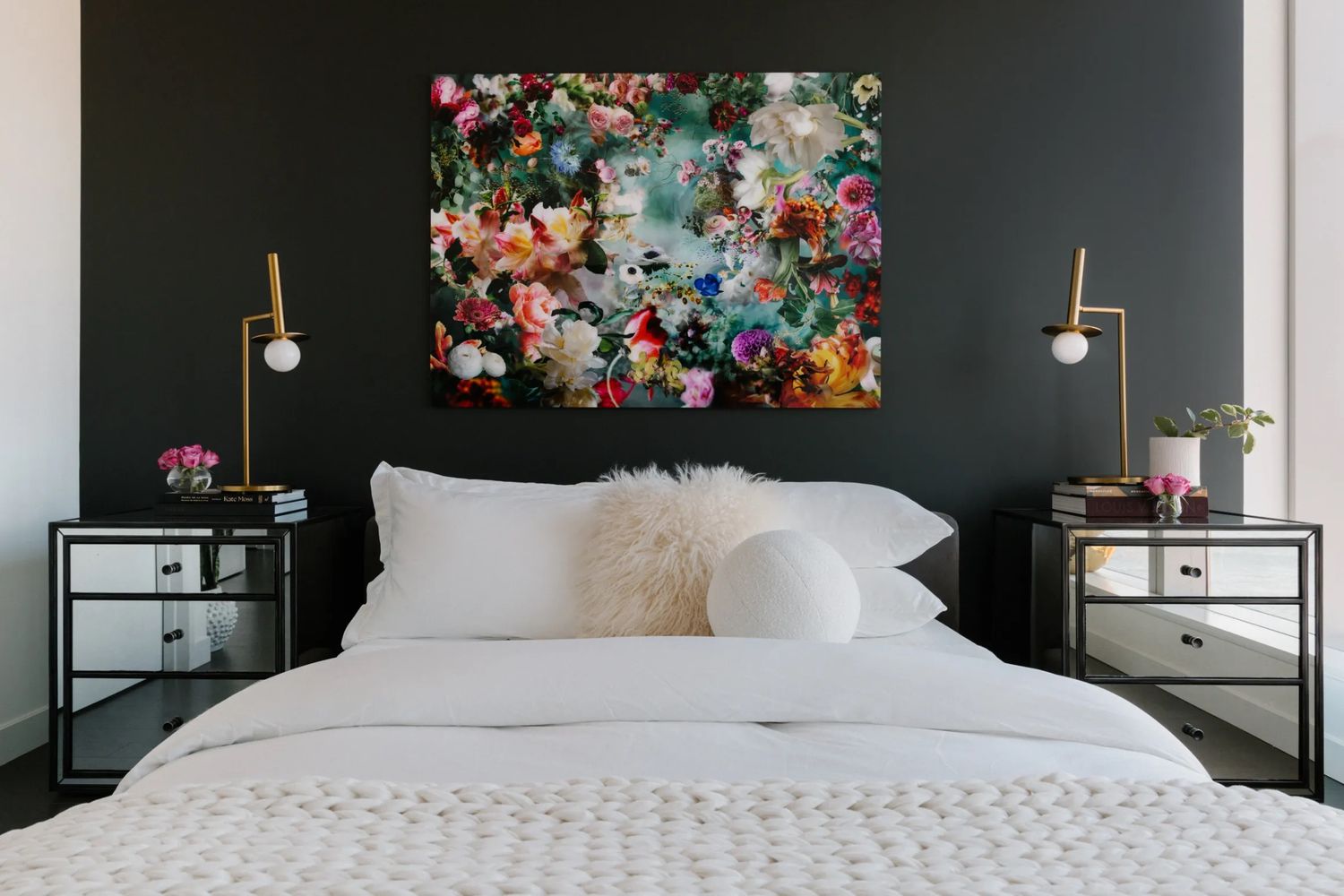 decorating with colorful art over the bed