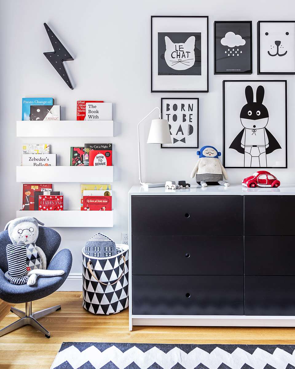 black and white wall art for child's room