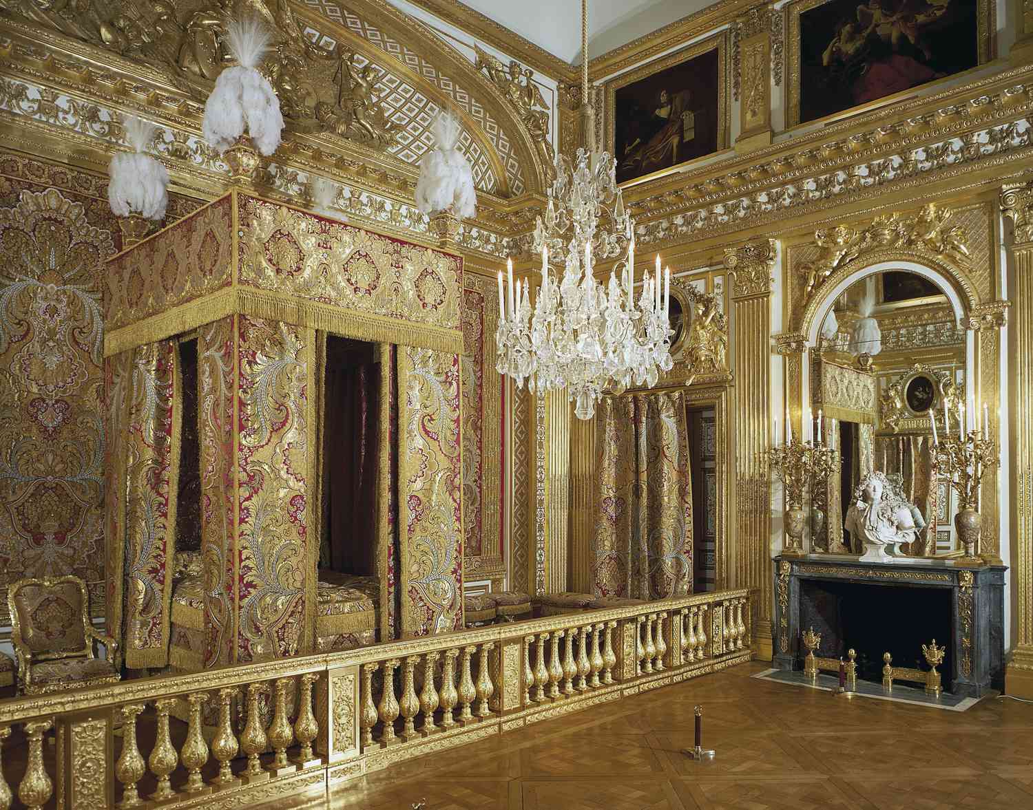 Das Schlafzimmer des Königs im Schloss von Versailles in Frankreich