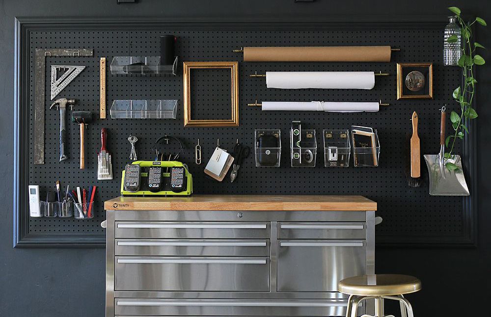 Garage Wall gerahmte Pegboard -Ideen 