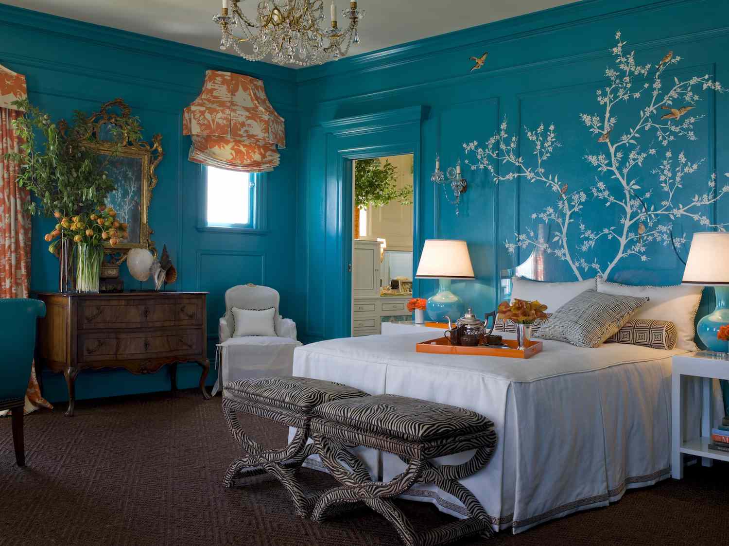 maximalist Hollywood Regency style bedroom ideas