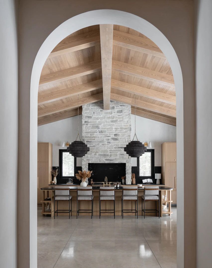 modern rustic vaulted kitchen ceiling