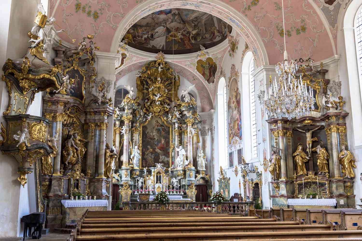 Barockkirche in Oberammergau, Bayern, Deutschland