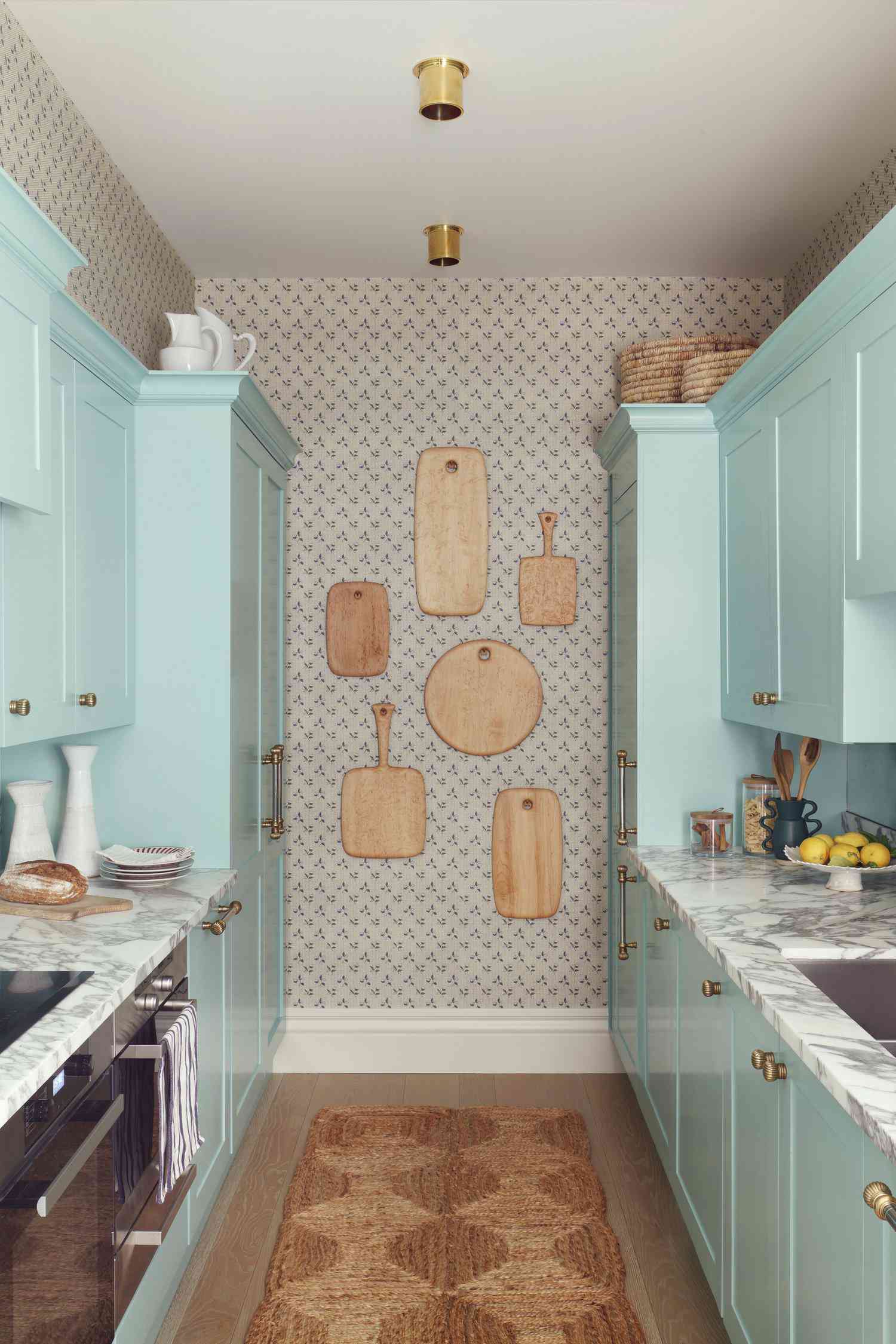 robin's egg blue farmhouse kitchen cabinets