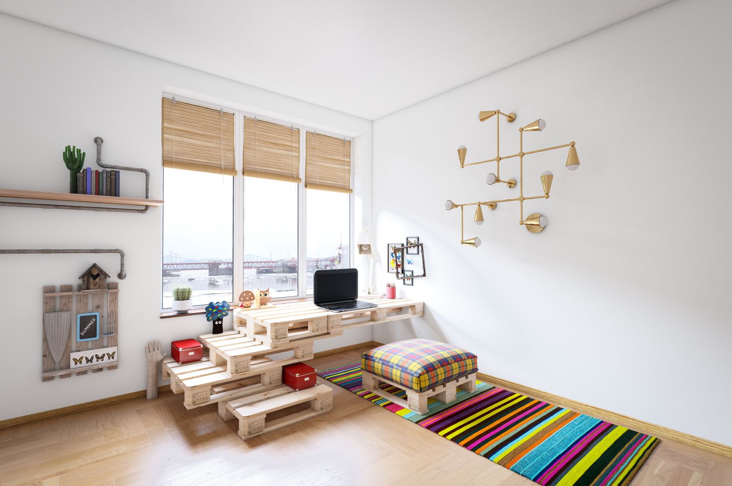 built-in pallet wood desk