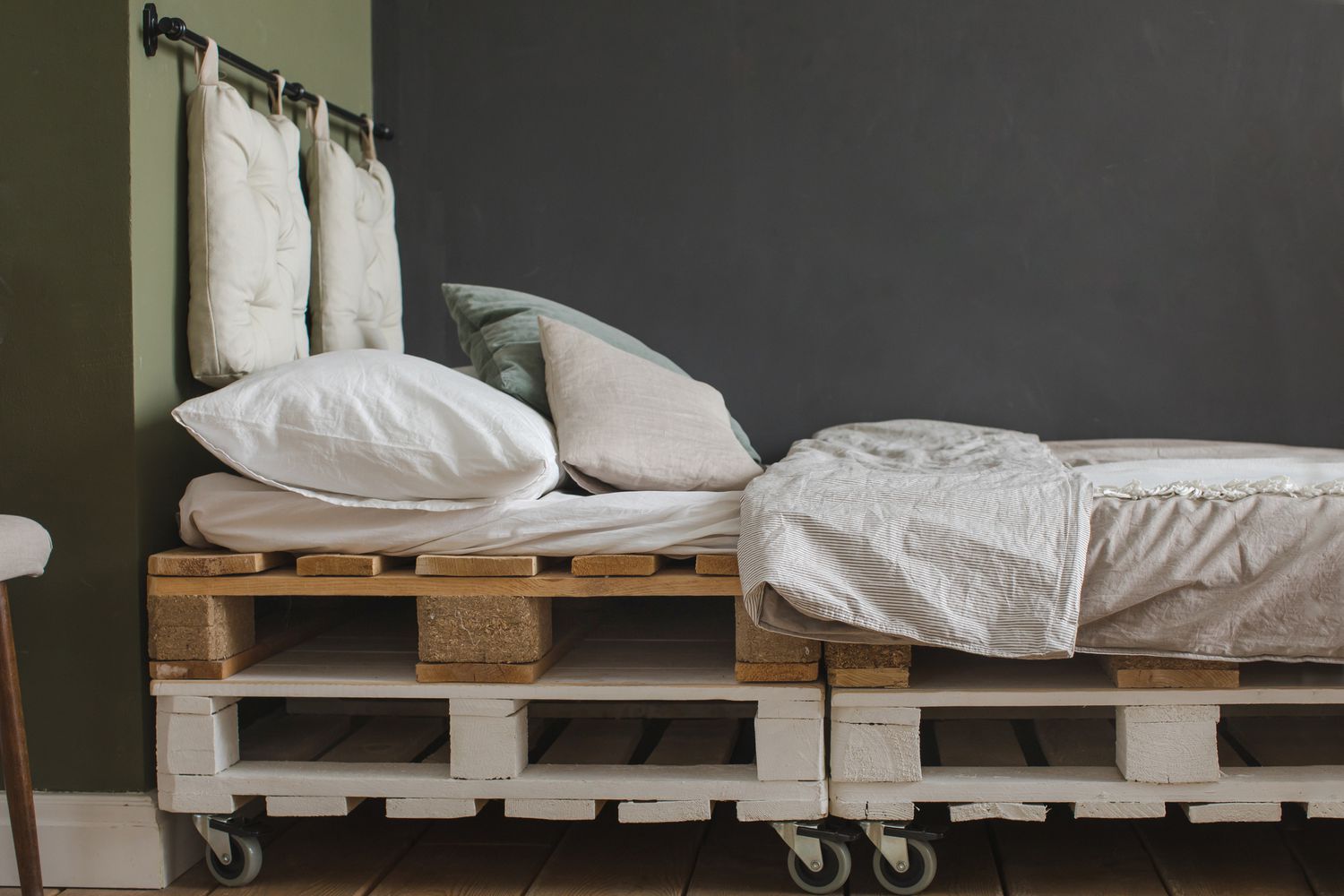 double pallet wood bedframe