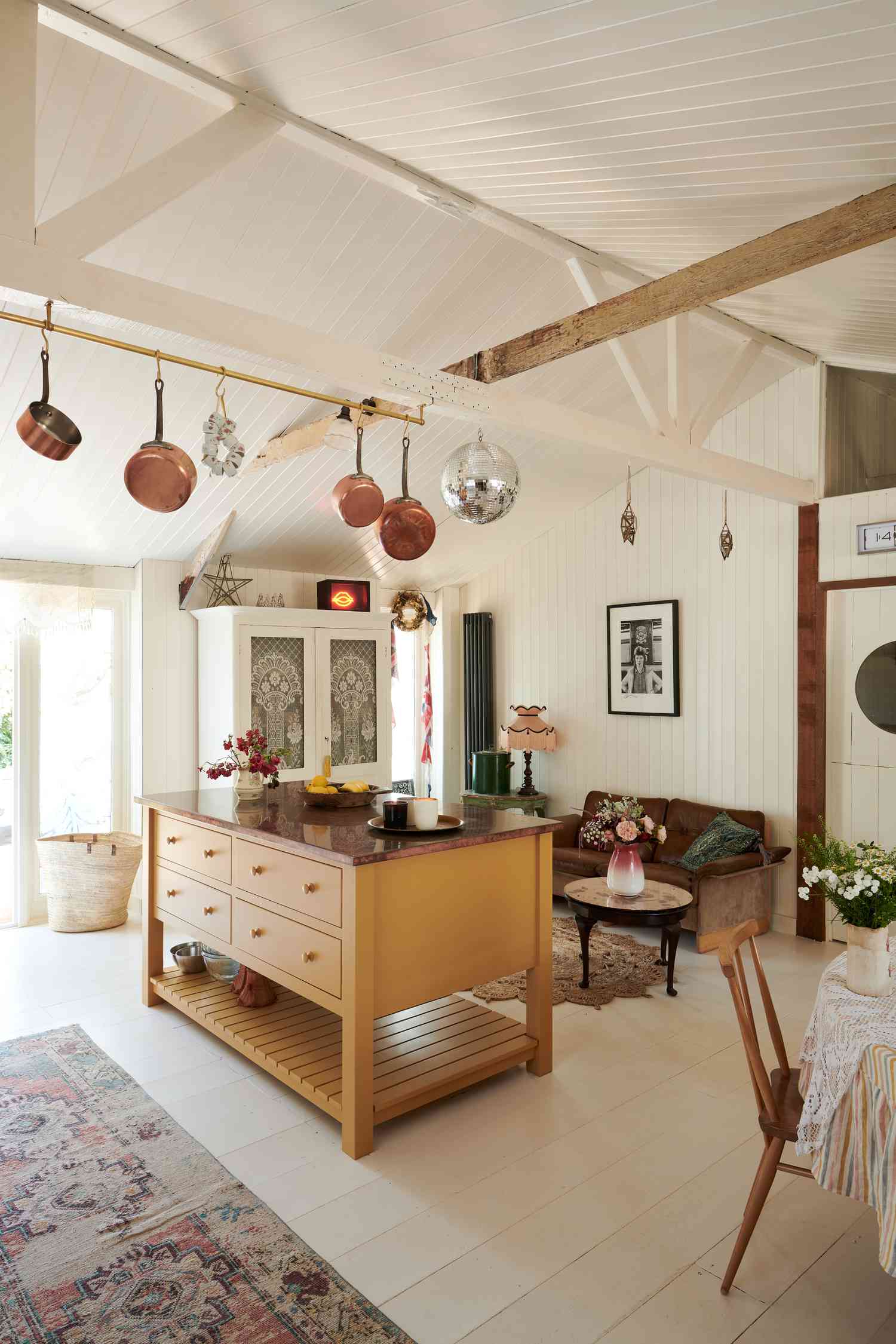 vaulted kitchen ceiling cross beams