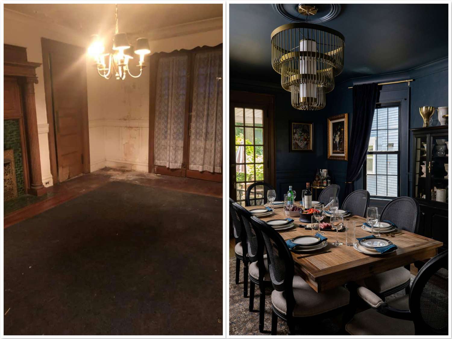 Before and After of BlackDining Room