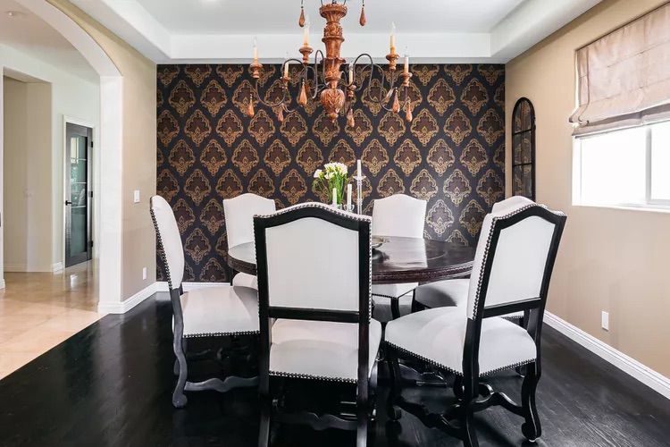 black and brown dining room