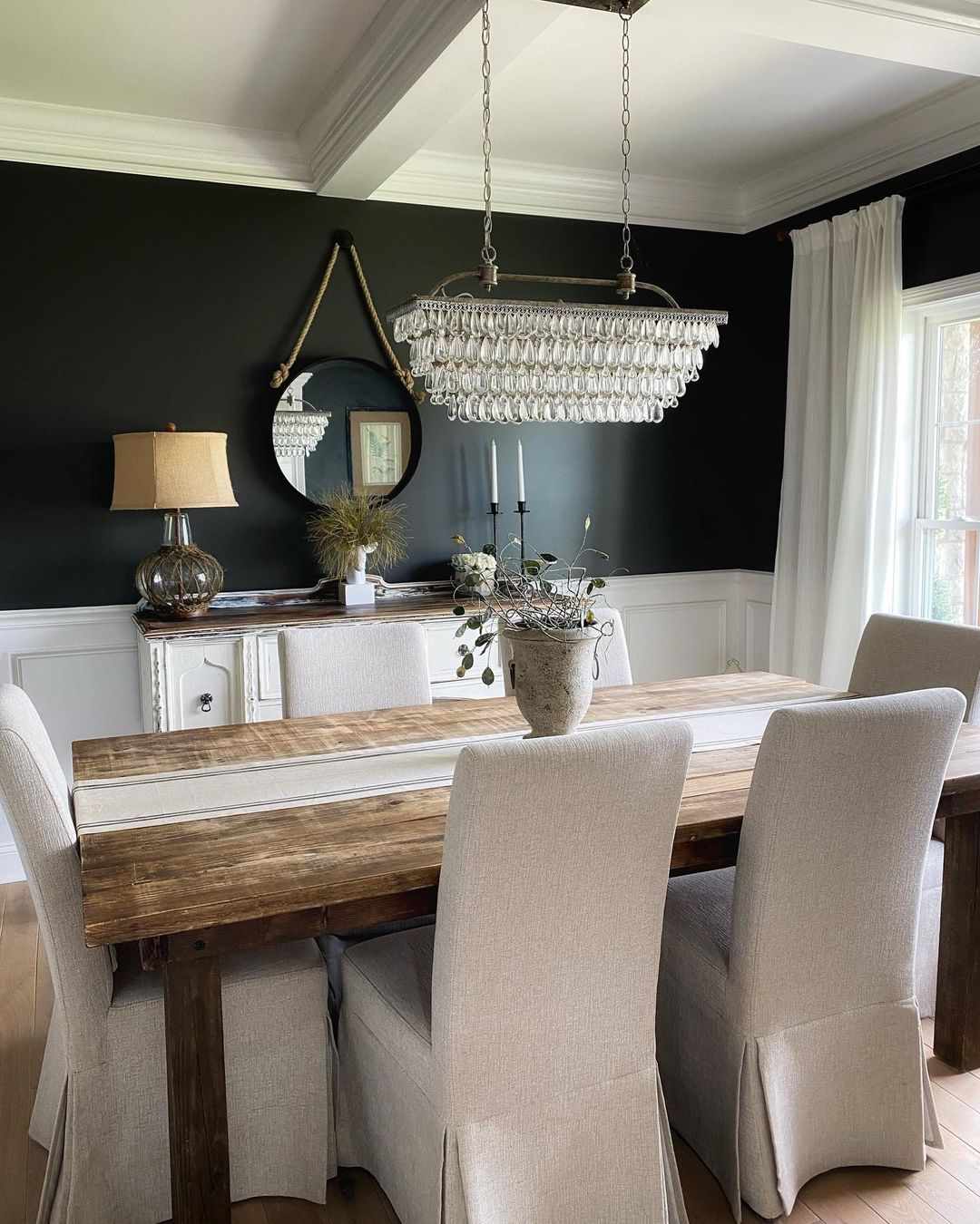 Traditional black dining room