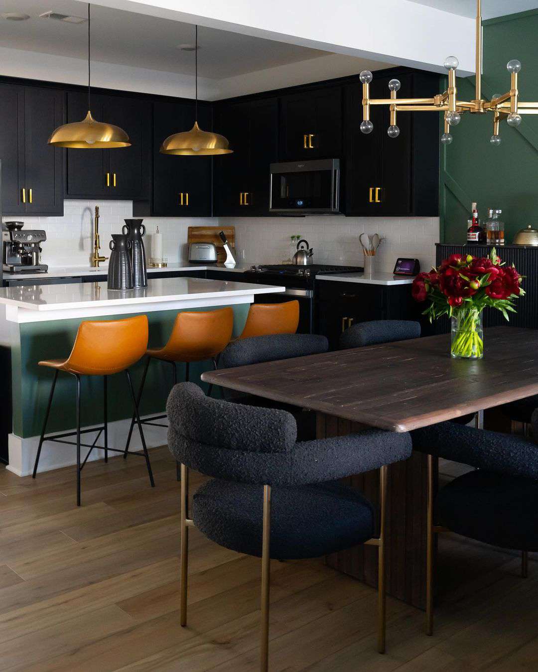 Black and green dining room