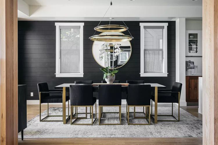 black and modern dining room