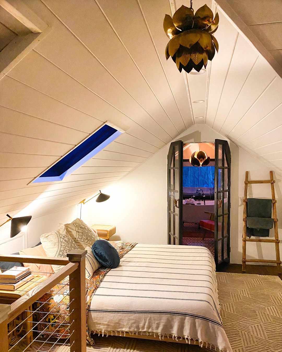 attic room with platform bed