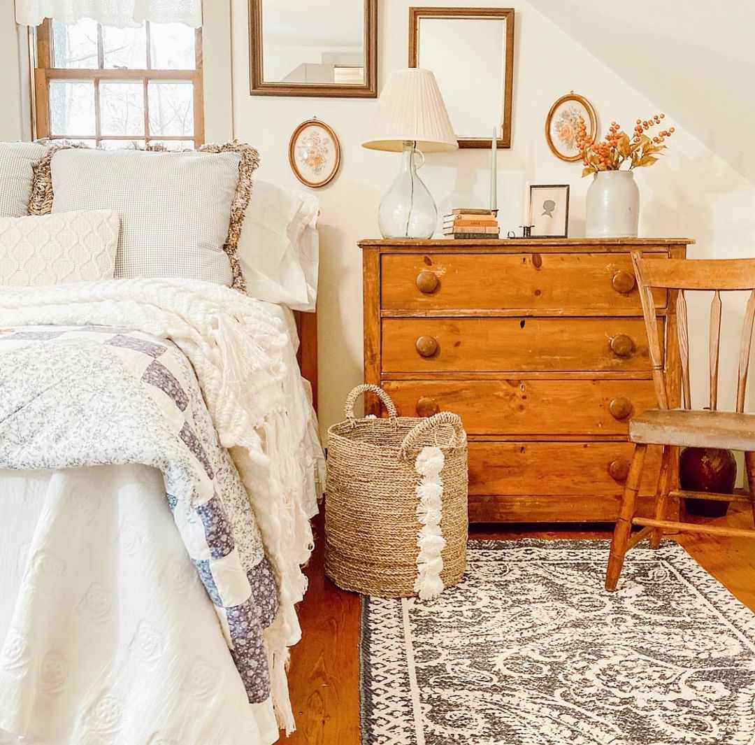 vintage style bedroom with low ceiling