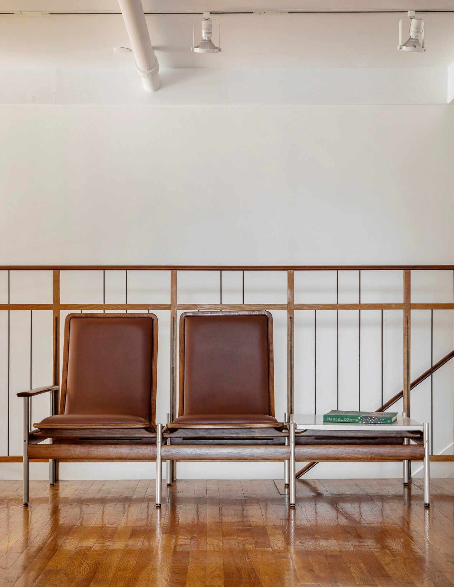 industrial style bench seating in living room