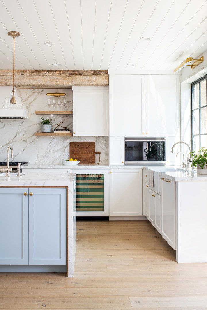 farmhouse blue kitchen island cabinets