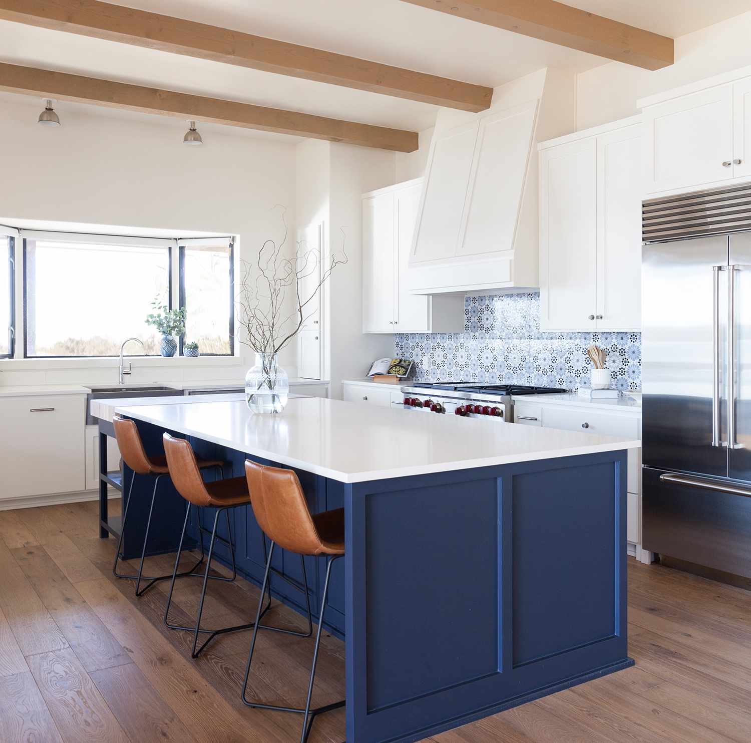 farmhouse blue kitchen island