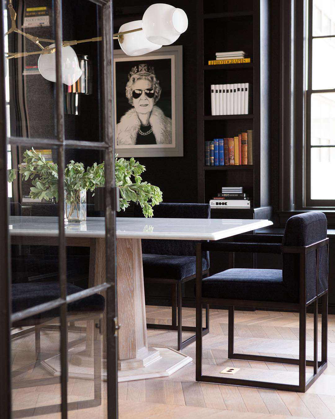 modern black dining room