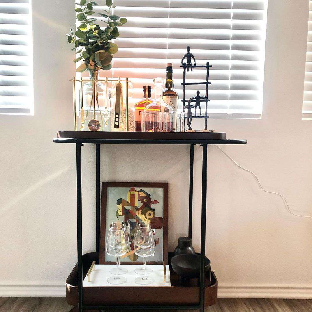 bar cart with accents