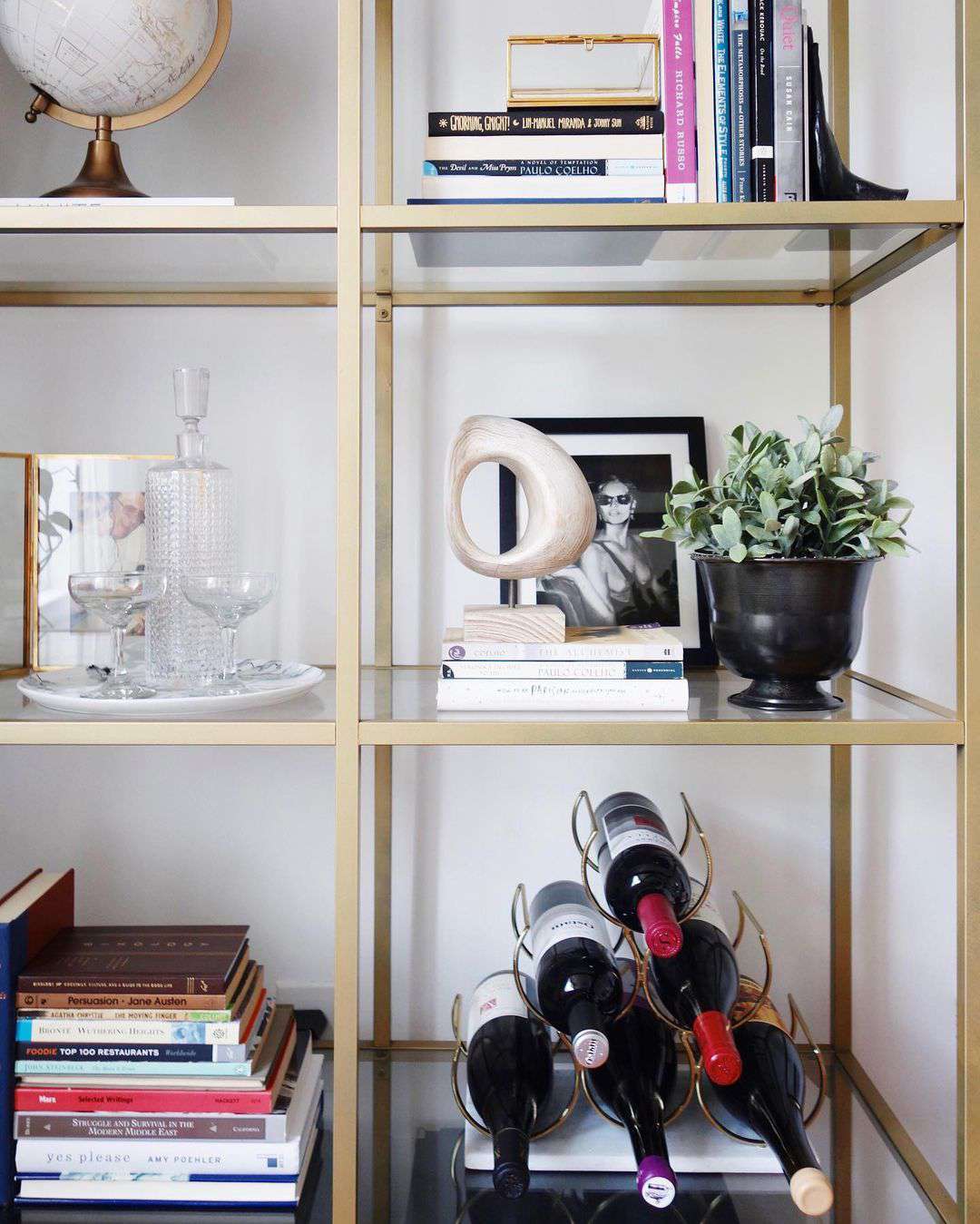 wine holder on shelf