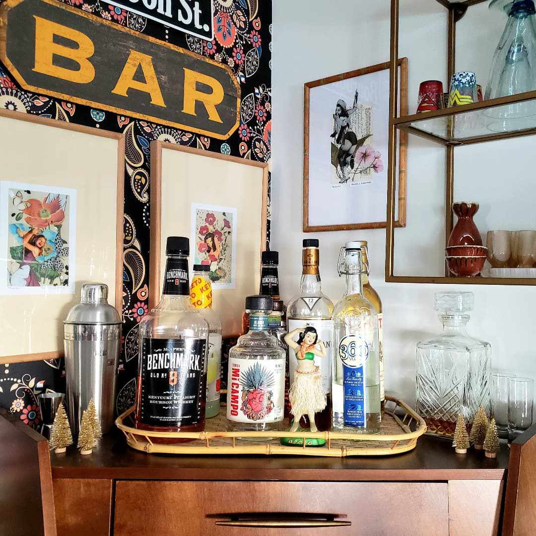 bar cart in corner