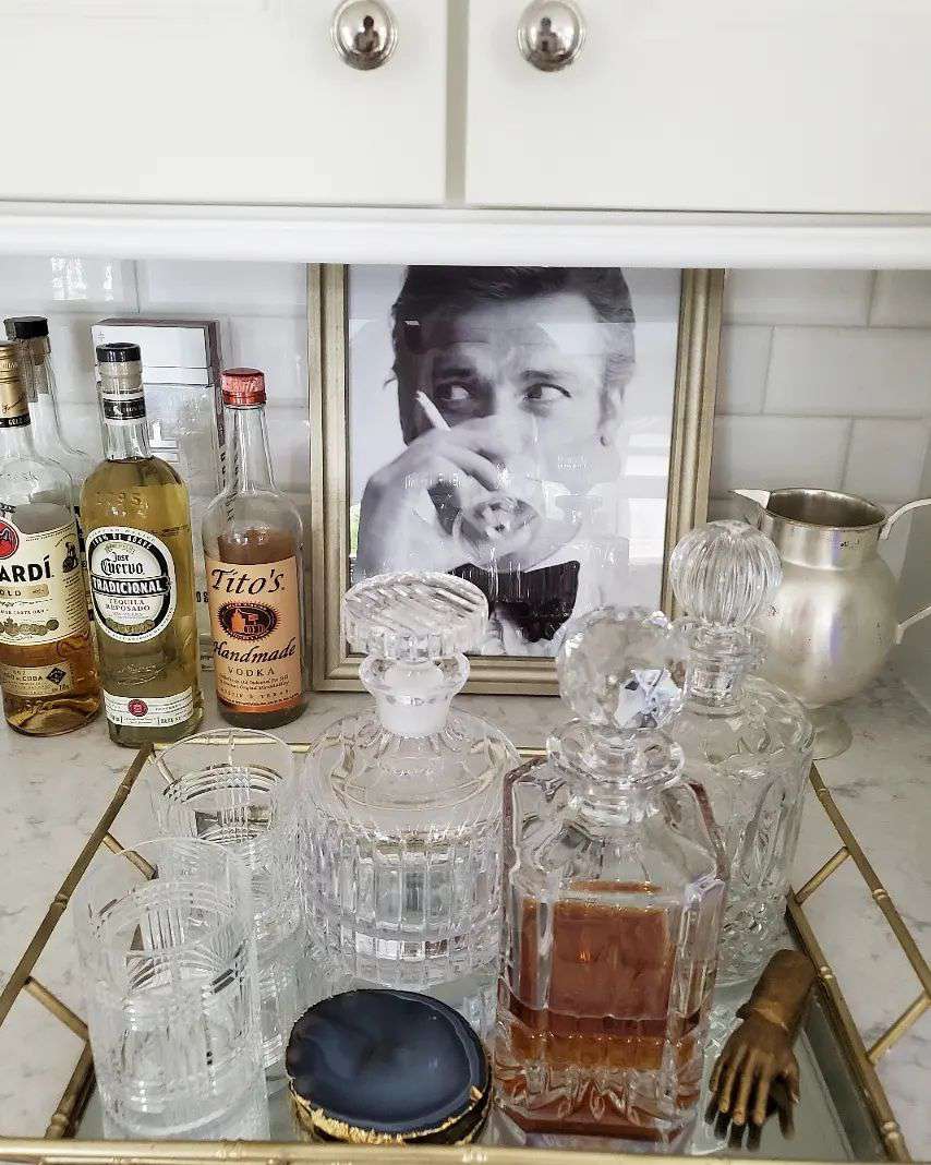 bar tray on counter top