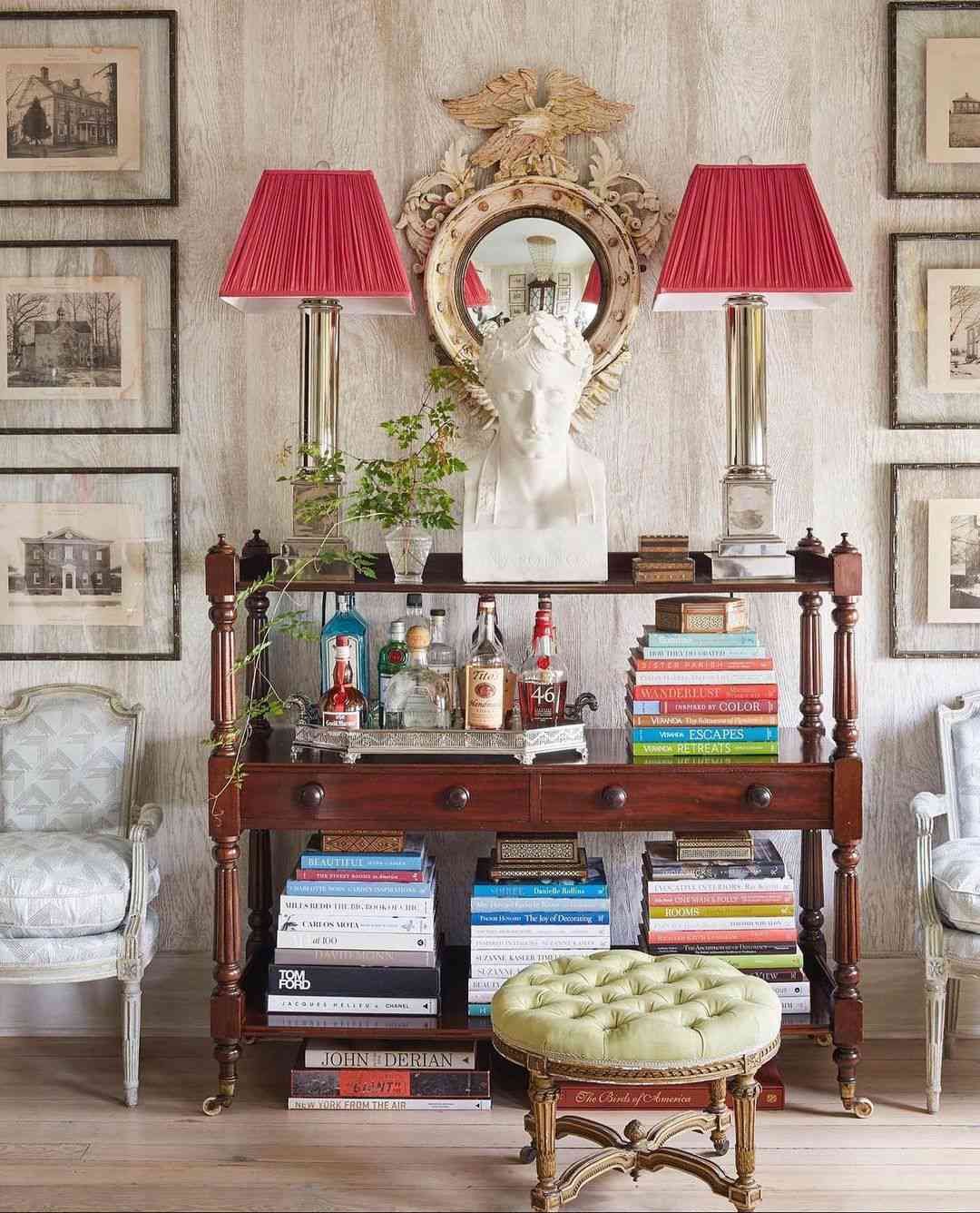 side table with books