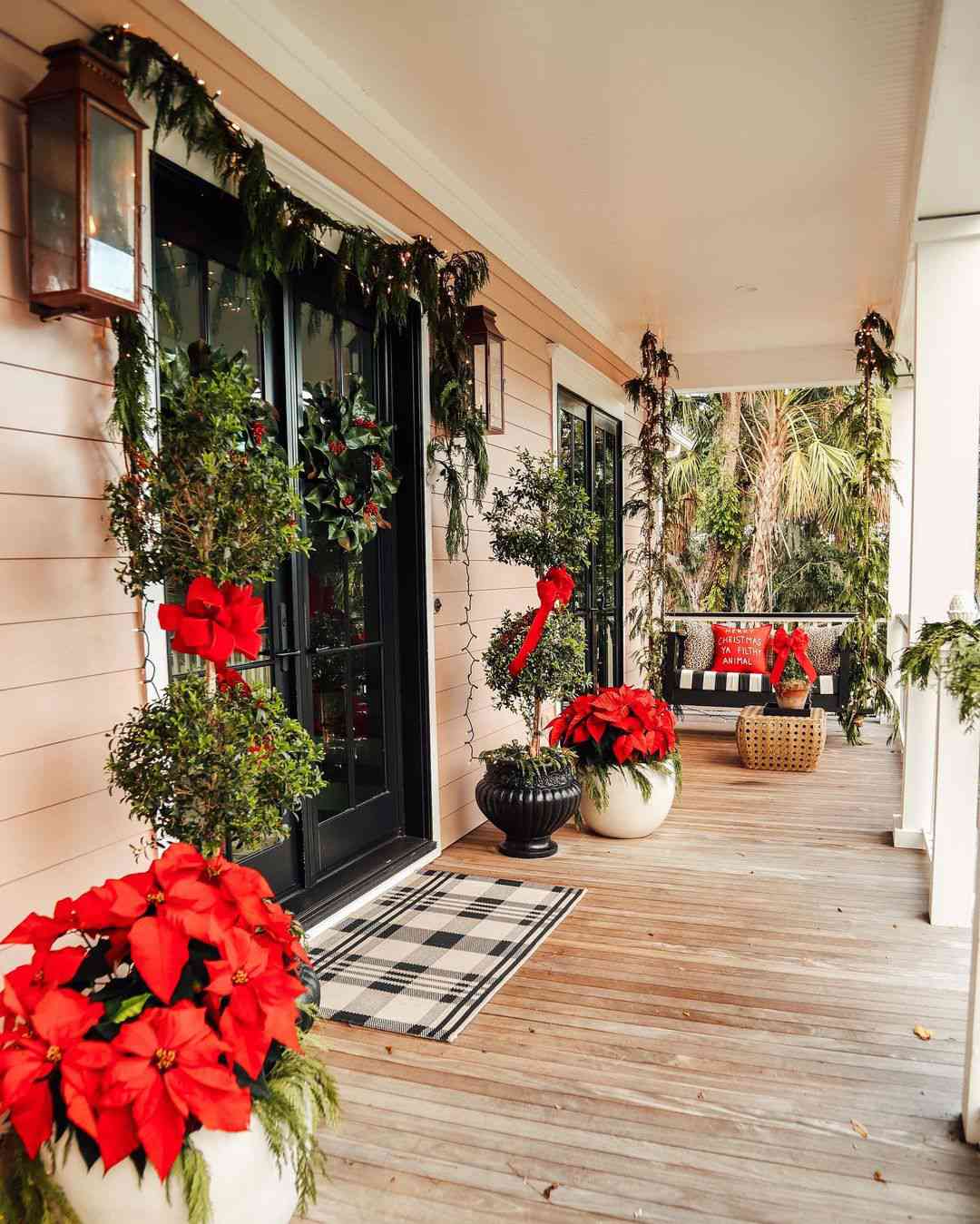 Porch Poinsettias