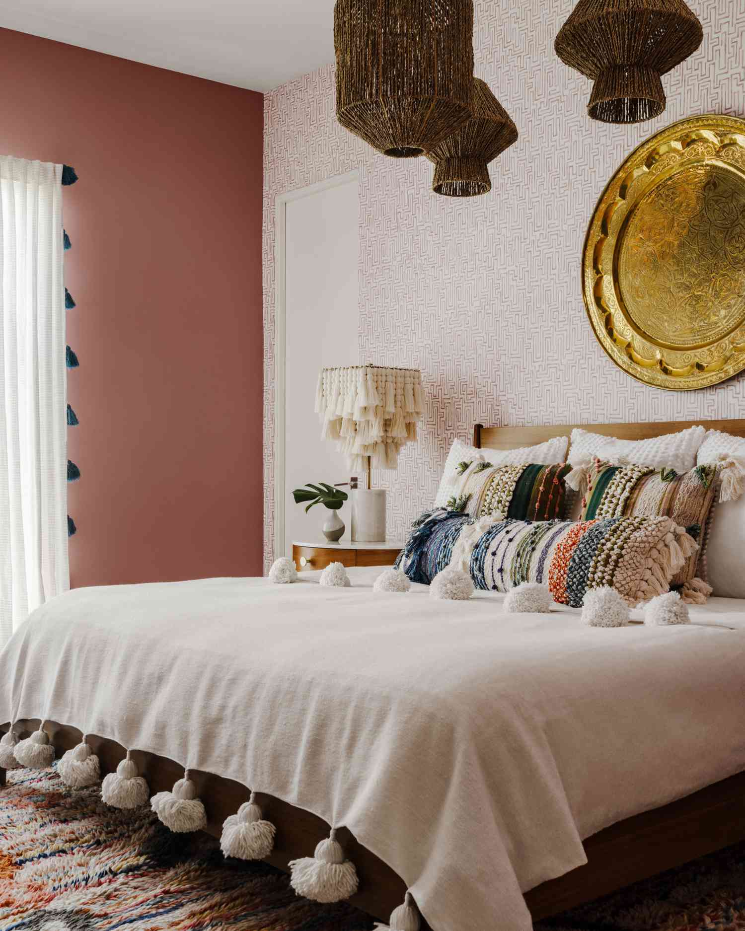 decorating with moroccan tray over the bed