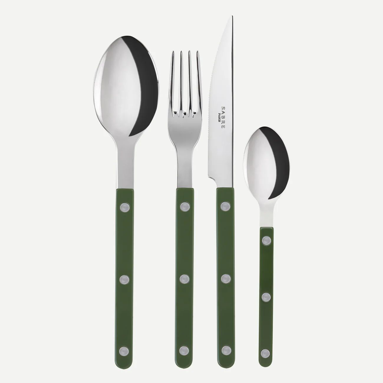 4 Teile Besteck Set Bistrot Uni, Vert