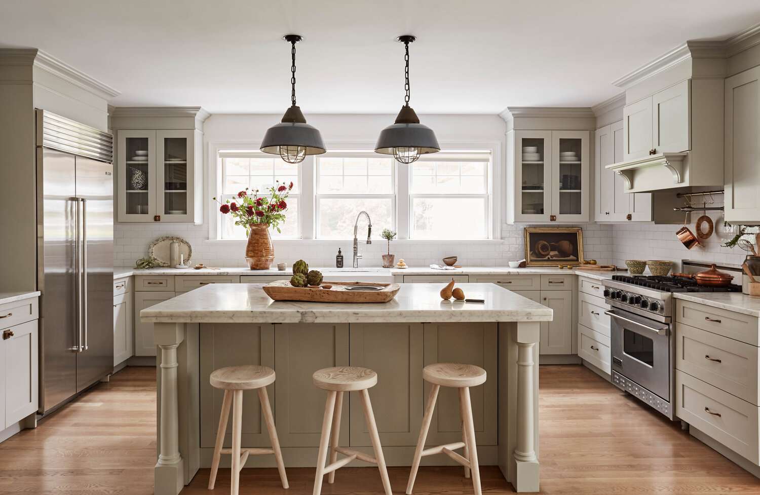 light gray farmhouse kitchen