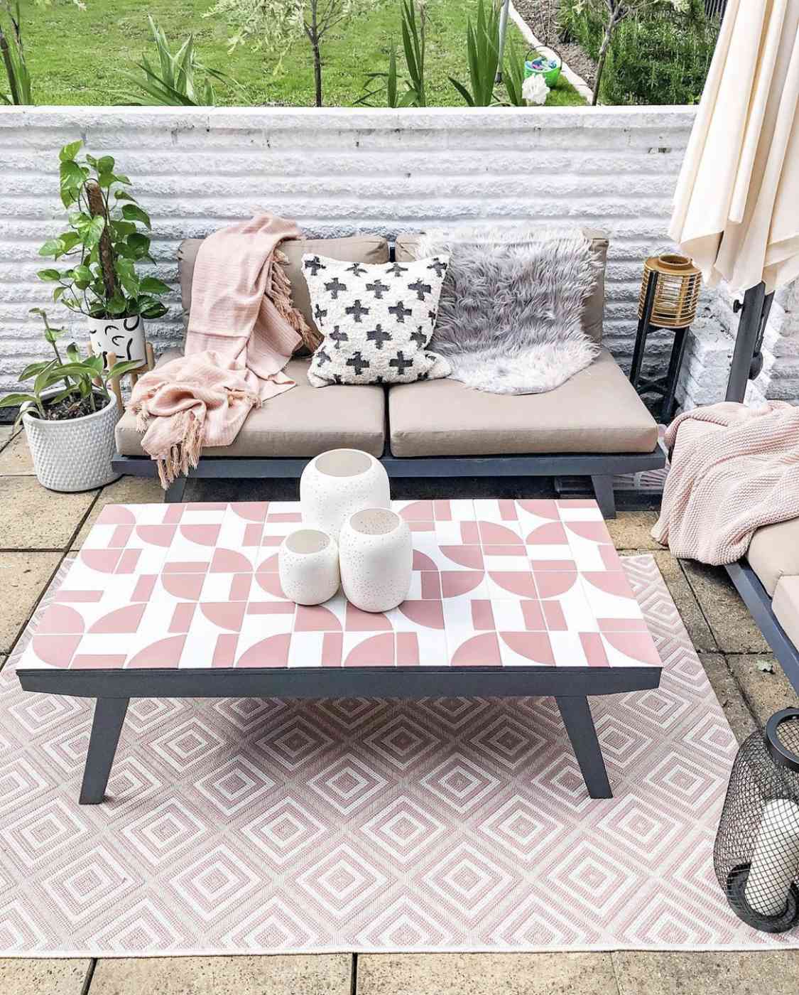 tiled backyard coffee table