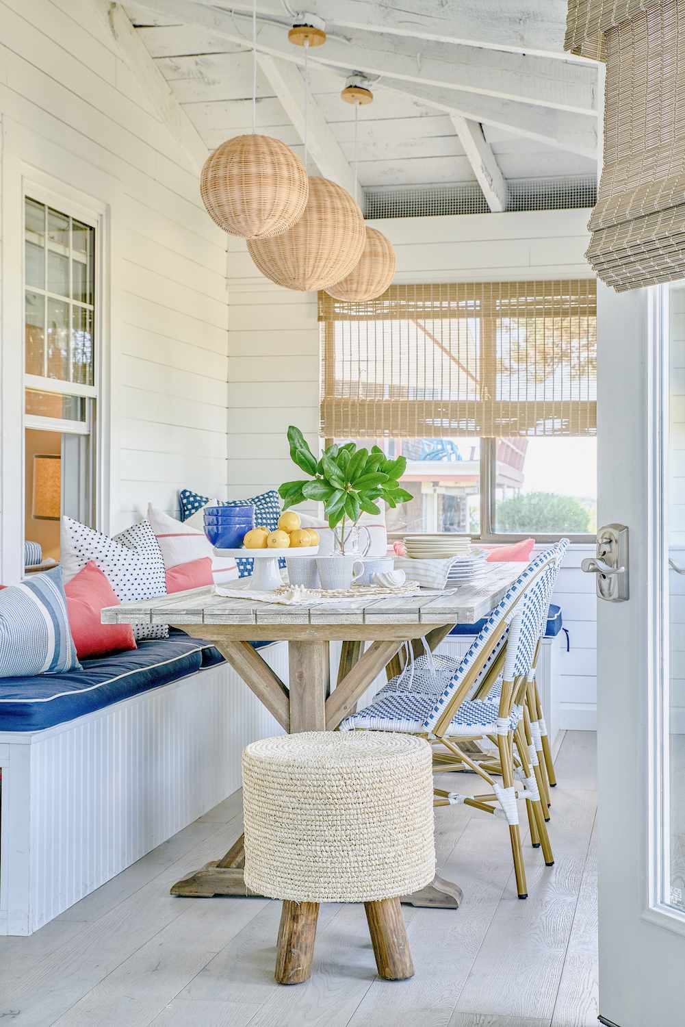 sunroom with woven shades