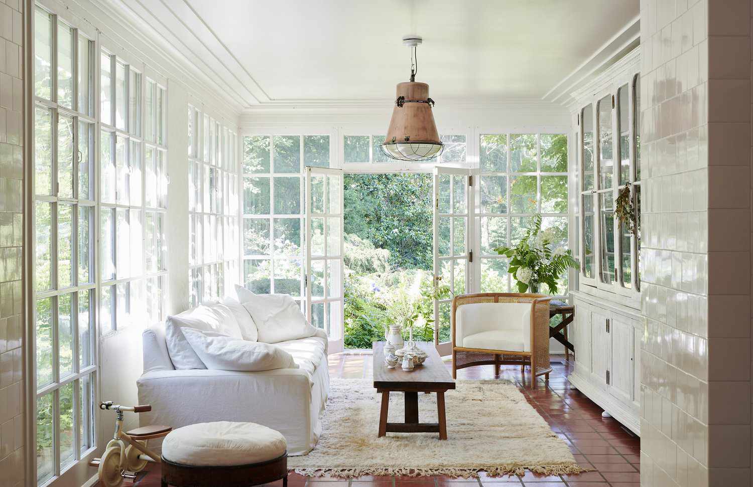 all-white sunroom