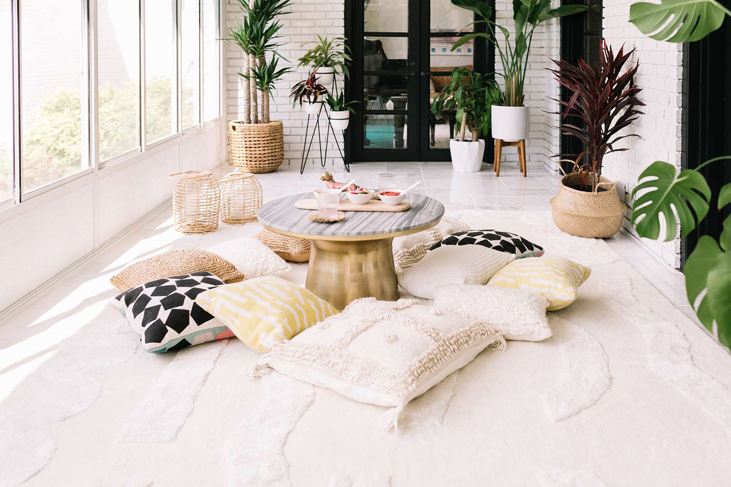 boho-style sunroom