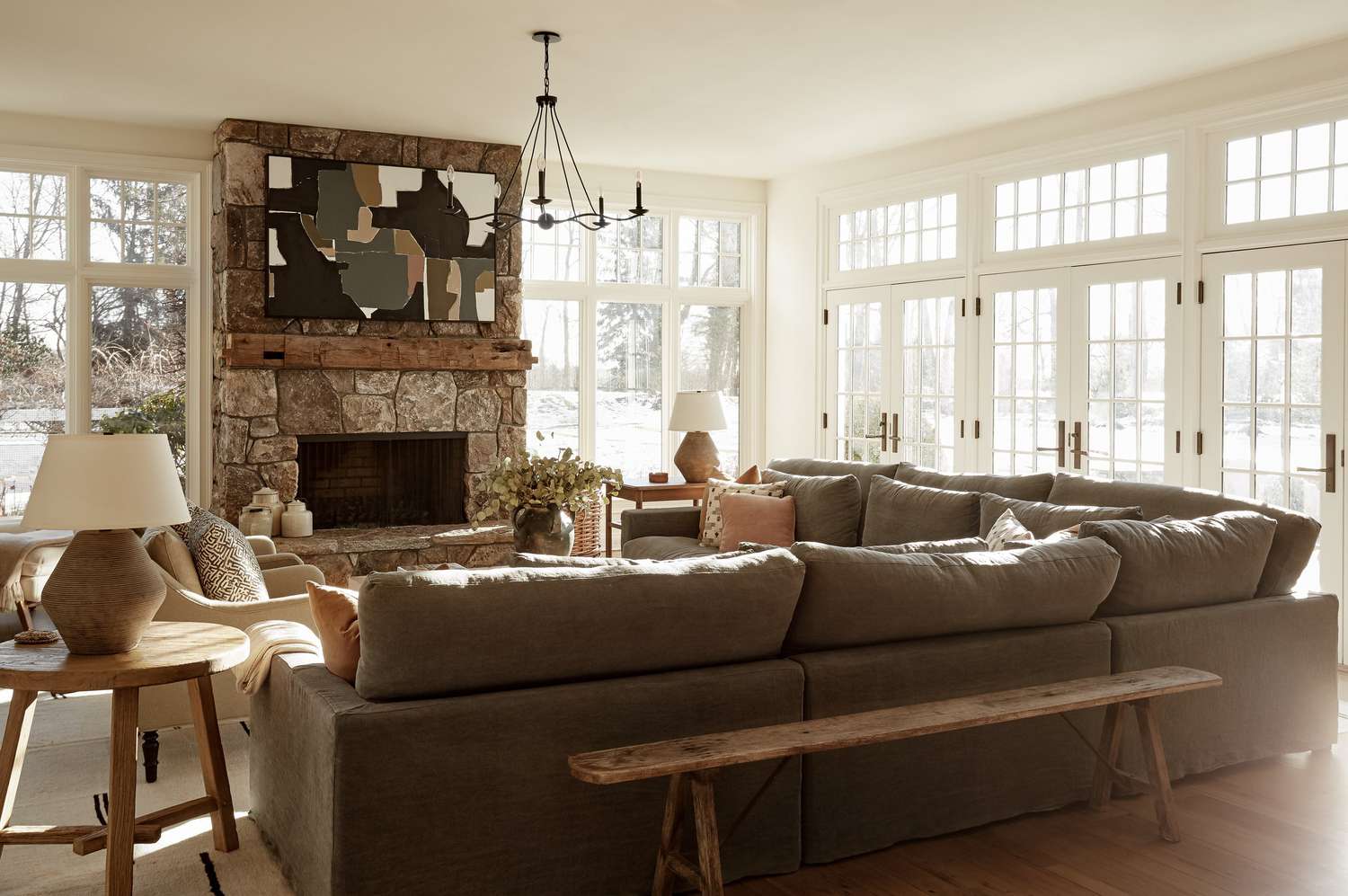 sunroom with fireplace