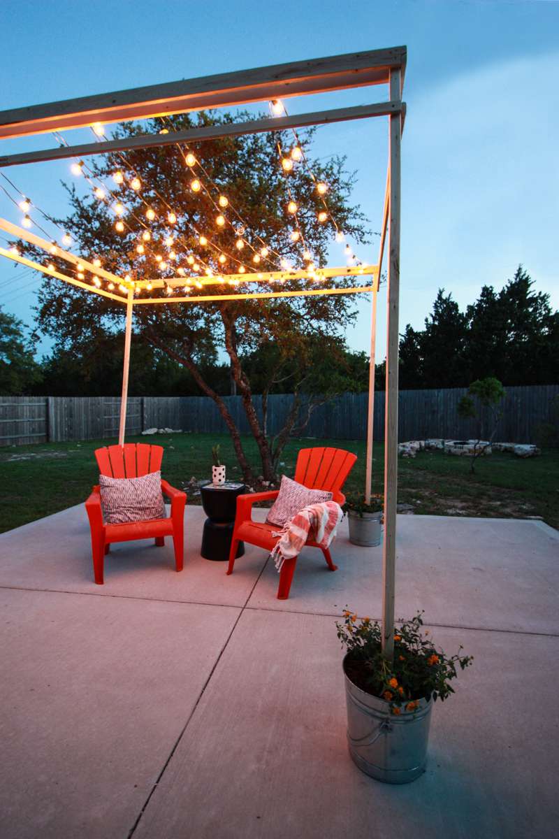 diy pergola with string lights