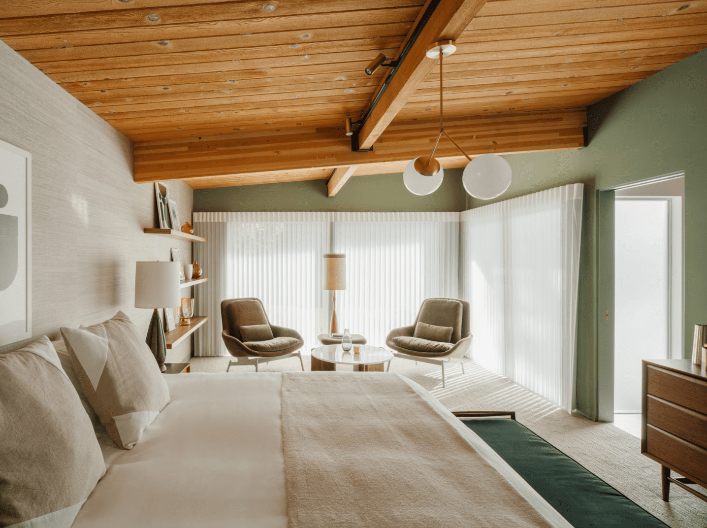 bedroom with lounge seating