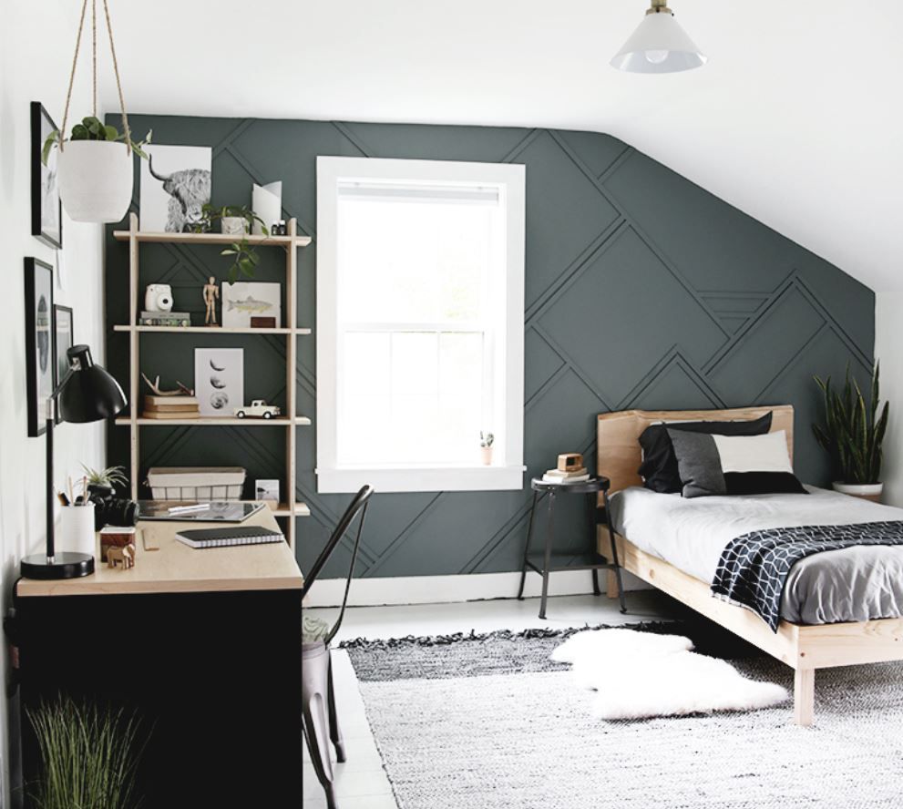 child's black-and-white bedroom accent wall ideas